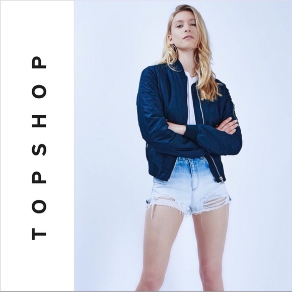 SOLD! Topshop MOTO MA1 Flight Navy Blue Bomber - Picture 2 of 8